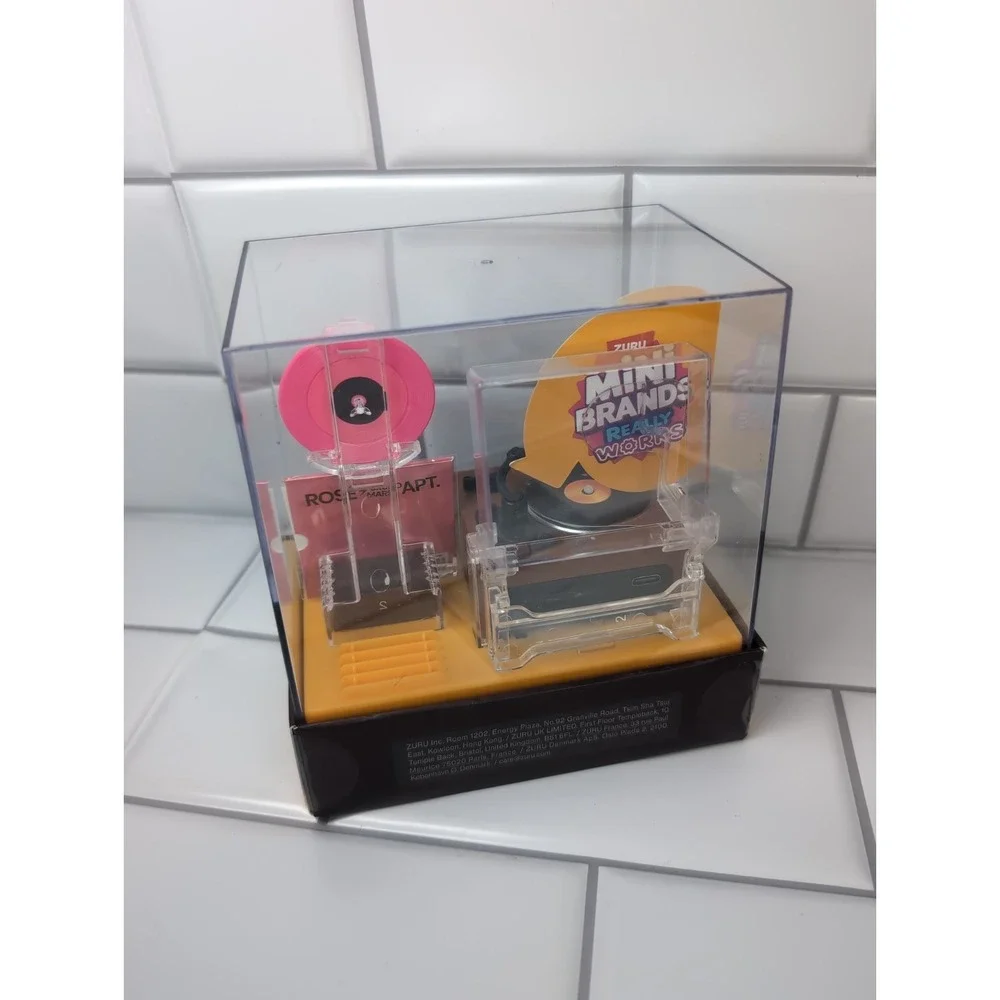 Mini Brands Really Works Vinyl Record Player + 1 Capsule Ball Zuru Retro Toy Set